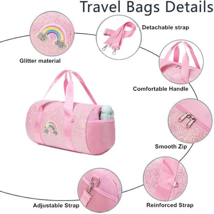 Дитяча танцювальна сумка Jumpopack з блискітками, райдужна, для балету, плавання, через плече