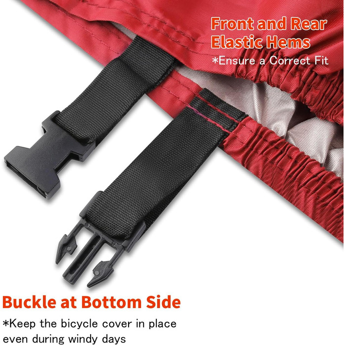 Водонепроникний чохол для велосипеда з отворами для замка – для всіх велосипедів та електровелосипедів – захист від дощу, снігу та UV – на 2 велосипеди (Чорний+Червоний для 1 велосипеда)