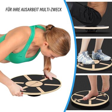 Дерев'яна баланс-дошка з неслизьким основанням, 40 см з ручками для вправ, для дорослих (чорна)