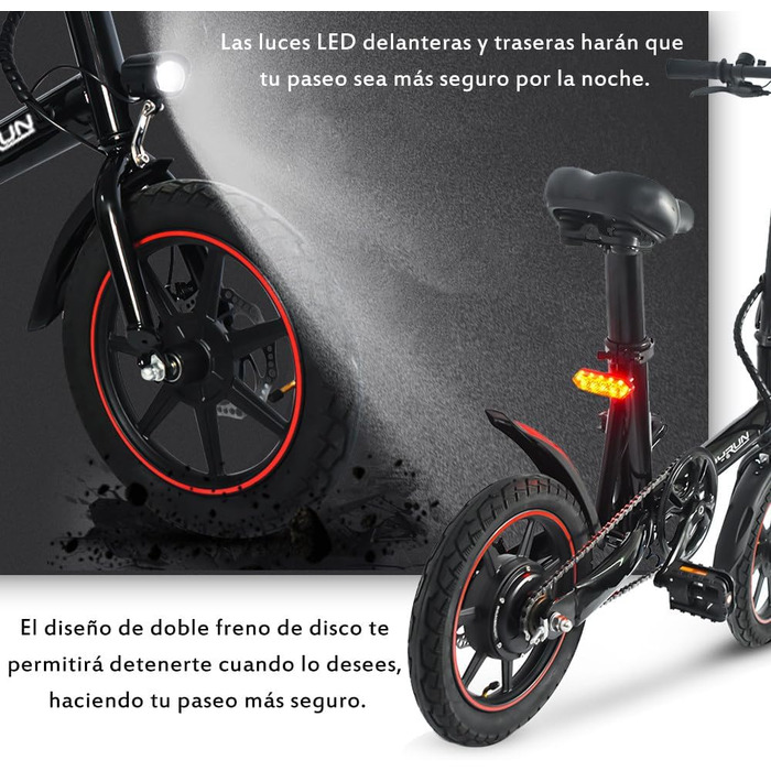 Складаний електровелосипед 14 дюймів з акумулятором 36V 6Ah, портативний E-Bike з дальністю до 25 км для чоловіків і жінок, для міських поїздок