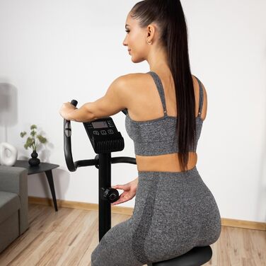 Гімнастичний тренажер Gymtek XB1500 з магнітним опором, велотренажер для дому до 135 кг, 8 рівнів опору, 9 кг маховик, LCD дисплей, чорний та золотий