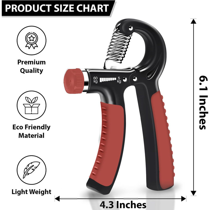 Тренування хватки: регульований ручний тренажер 5-60 кг з електронною книгою для силових вправ та реабілітації. Підходить для рук, зап'ястя та передпліччя.