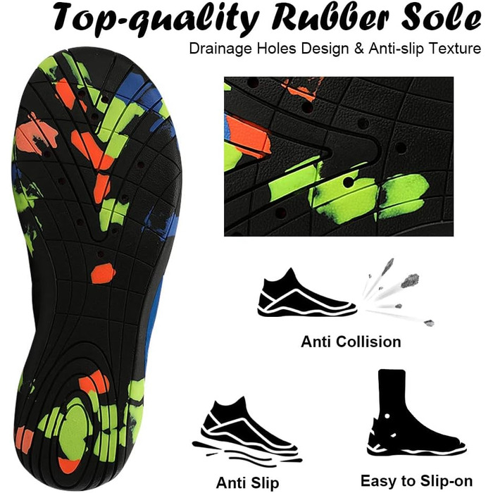 Чоловічі та жіночі аквашузи для плавання та відпочинку на воді, швидко сохнуть, дихаючі, не слизькі, зелені (45 EU, 428 Blue)