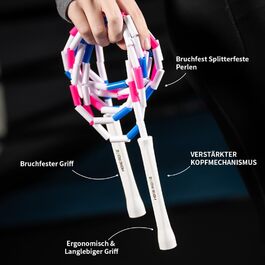 Стрибкове канат Hererope з перлами, регульований, для дорослих та дітей, 3 м, незламні ручки та безпечні намистини для фітнесу (Рожевий)