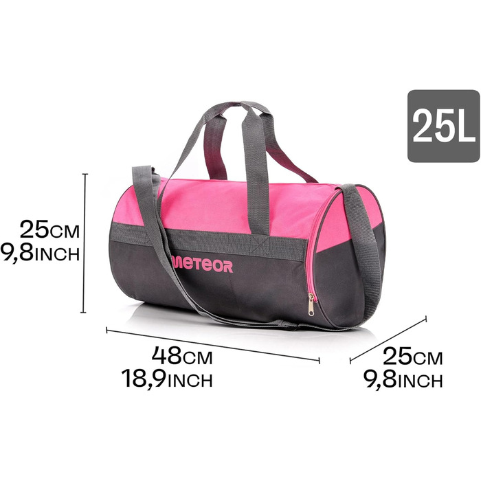Дитяча спортивна сумка meteor 25L кругла, для спортзалу, плавання, подорожей, тренувань, рожева/сіра