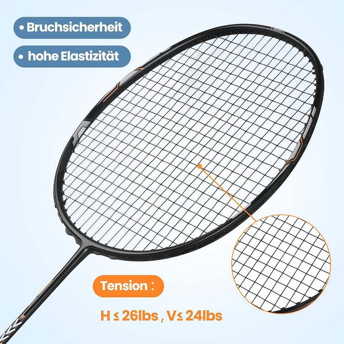 Набір для бадмінтону 4U з двома ракетками 80г, включає сумку, для тренувань та розваг