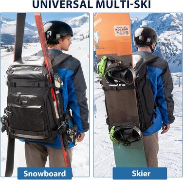 Чорний рюкзак HP 70L для гірськолижного спорядження з відділенням для шолома