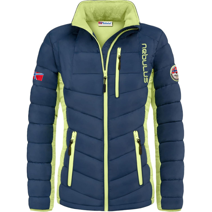 Жіноча куртка Nebuus GRAFFITY: тепла, універсальна куртка для активного відпочинку (M, темно-синій/лаймовий)