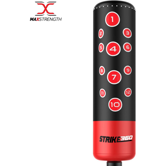 MAXSTRENGTH Вільностоячий боксерський мішок з комплектом для кікбоксингу, MMA, Муай Тай: важкий мішок, тренувальні рукавички, боксерські рукавички, бандажі на зап'ястя, шолом, для єдиноборств