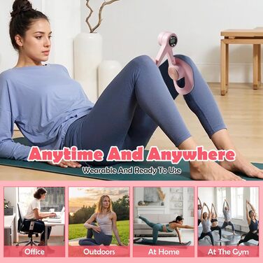 Тренер для стегон з підрахунком, тренажер для м'язів тазу, пристрій для тренування на 360° для внутрішньої поверхні стегон, прес для сідниць, тренажер для м'язів тазу для жінок вдома, рожевий