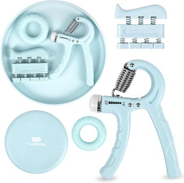 Набір для зміцнення хватки TwinBeing (4 шт.) з ручками та підсилювачем передпліччя - тренажер рук та пальців - розвантажувальне кільце для сили - літаюча диска