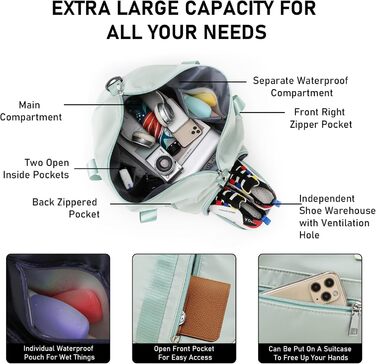 Персоналізована спортивна сумка для залу з вишивкою, жіноча дорожня сумка 35Л з відділеннями для взуття та вологих речей, синя