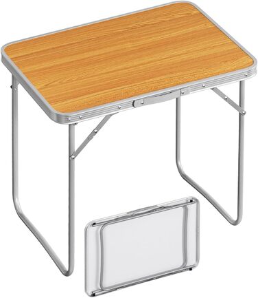 Складаний туристичний стіл Woltu для пікніка, пляжу та відпочинку на природі, 70x50x60 см (Alu & MDF)