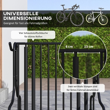 DURHAND Bicycle Stand Multi-Stand Колісна підставка Атмосферостійка підставка для 4 велосипедів, двостороння, сталева 90 x 80 x 80 см, чорна | Аосом