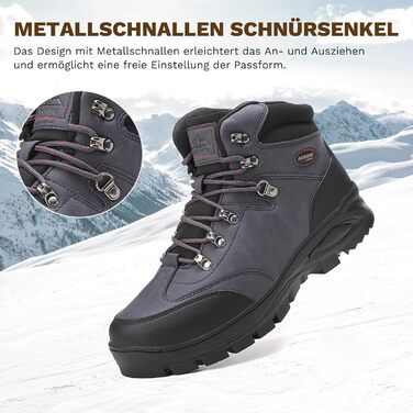 Чоловічі зимові черевики AX BOXING: утеплені, трекінгові, для хайкінгу, водонепроникні, антиковзаючі, 41-46 EU (Темно-синій, 45 EU)