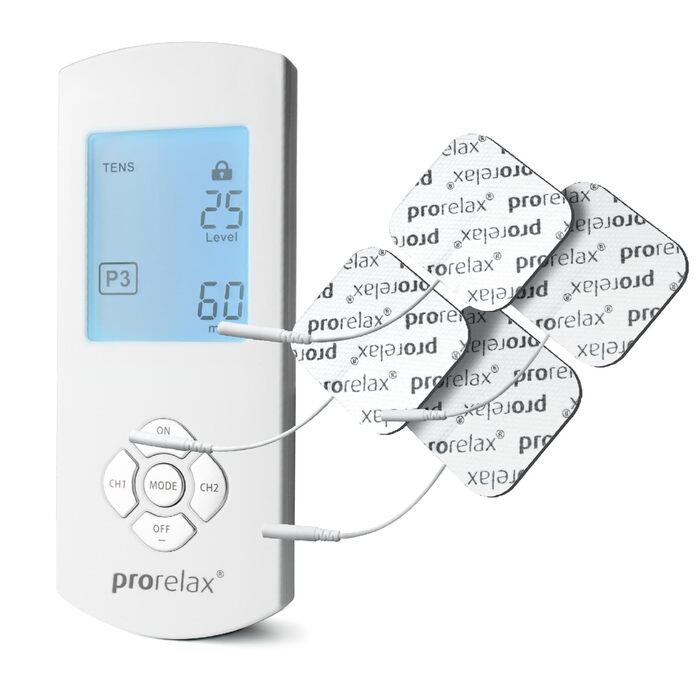 Prorelax TENS/EMS Duo Comfort: електростимулятор для зняття болю та м'язового масажу | 2 терапії в одному пристрої | Великий дисплей