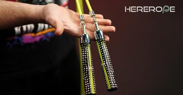 Стрибкове канат HEREROPE для швидкості, кардіо, боксу та тренувань. Канат зі сферичним підшипником, зручна та ергономічна ручка, не заплутується. Підходить для чоловіків та жінок. Довжина 8'4 (для зросту 164-175 см).