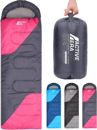 Сплячий мішок Active Era Premium Mumienschlafsack 250 GSM, зимовий та літній, 0°C - 15°C, для кемпінгу, фестивалів, подорожей, водонепроникний, ультралегкий, компактний (Рожевий)