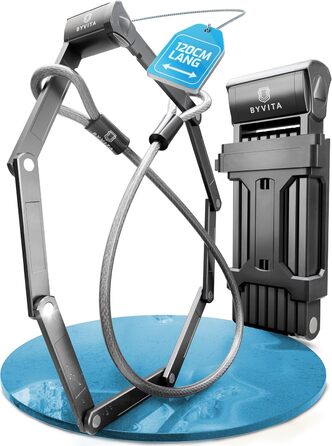 Замок для велосипеда складний 120см, протиугінний з кабельним замком - висока безпека, з кріпленням - ідеально для електровелосипеда