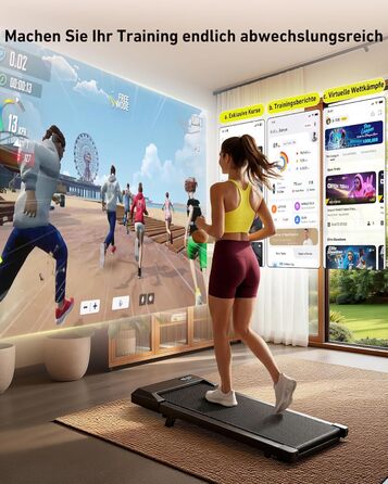 Бігова доріжка для ходьби та бігу MJWW Raceable з регульованим нахилом (6-9%), складна, 2.5/3.0 к.с., з керуванням через додаток, тиха, для дому та офісу, LED-дисплей, 90 см, чорна