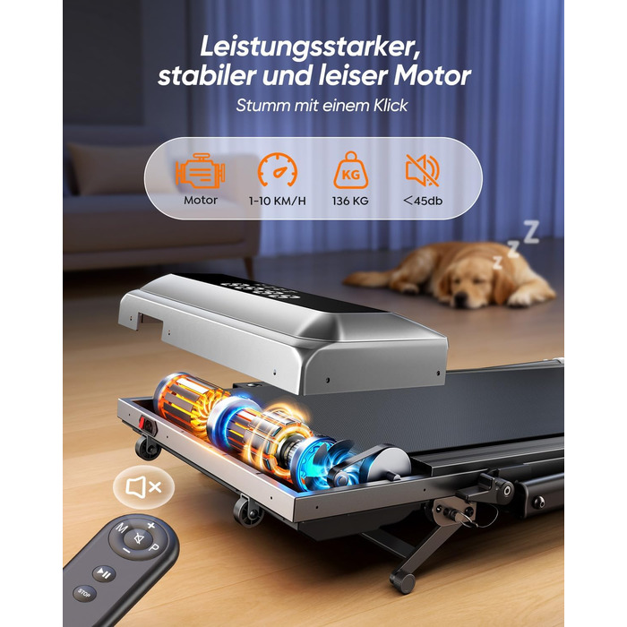 Біговий тренажер для дому з нахилом 5 в 1, 12% нахил, 2.5HP, складаний, з LED-дисплеєм, до 136 кг, сірий, без встановлення