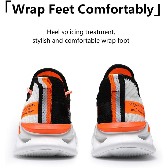 Чоловічі кросівки Ahico для бігу, фітнесу та крос-тренінгу. Slip-On, білі з помаранчевим, 42.5 EU