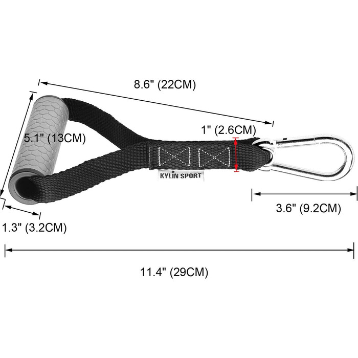 Набір для фітнесу KYLIN SPORT: гумки, ручки, карабіни, стяжки для тренажерів (сірий)