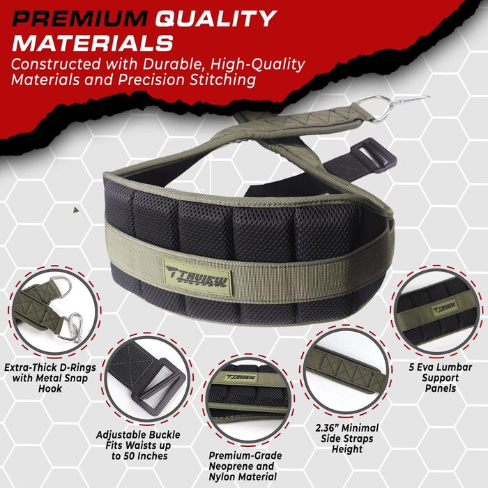 Пояс для присідань TAVIEW з кріпленням до стійки, для важкої атлетики та пауерліфтингу - спинна підтримка з низьким профілем, з м'якою підкладкою на стегнах та бедрах, надійна застібка, міцний, зелений