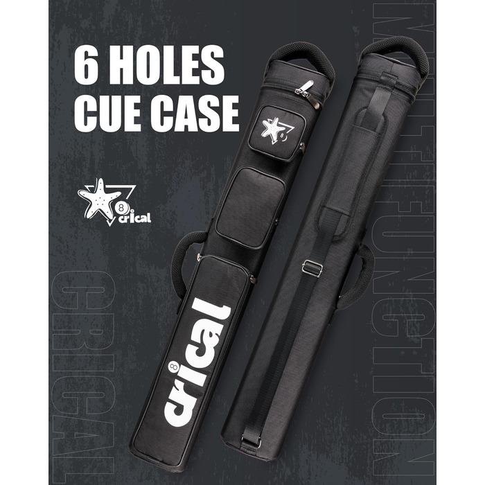 Кейс для більярду CRICAL, 2 x 2 жорсткі чохли для снукеру, з штучної шкіри/оксфордського канвасу (чорний)