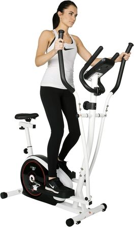 Ергометр Christopeit Crosstrainer CT 4: 2-в-1 тренажер для кардіо та силових вправ, з магнітною системою гальмування 7 кг, 8 рівнів опору, LCD-дисплеєм, датчиками пульсу та підставкою для планшету – для щадного впливу на суглоби