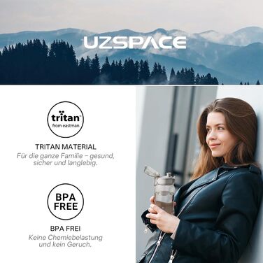 Дитяча пляшка для води UZSPACE 600 мл, спортивна, непроливальна, для школи, прогулянок, білого кольору