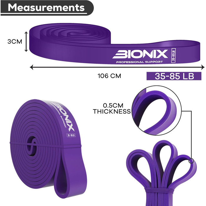 Еластичні стрічки Bionix для фітнесу та силових тренувань (різні рівні опору)