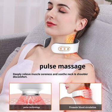 Масажер для шиї 11-в-1 з підігрівом, портативний, 9 рівнів інтенсивності, електричний, для дому, офісу, подорожей