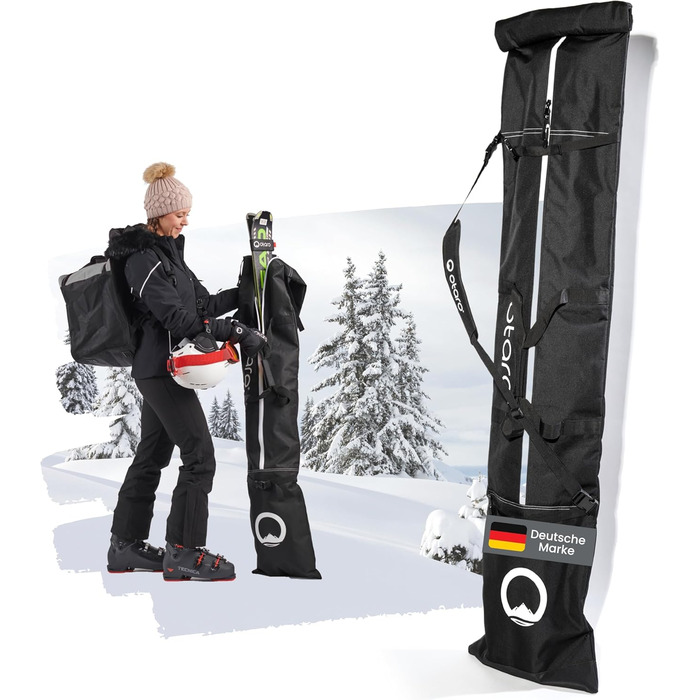 Чохол для лиж Otaro Skitasche: набір для 1 або 2 пар лиж, чорний, регульований, водовідштовхувальний