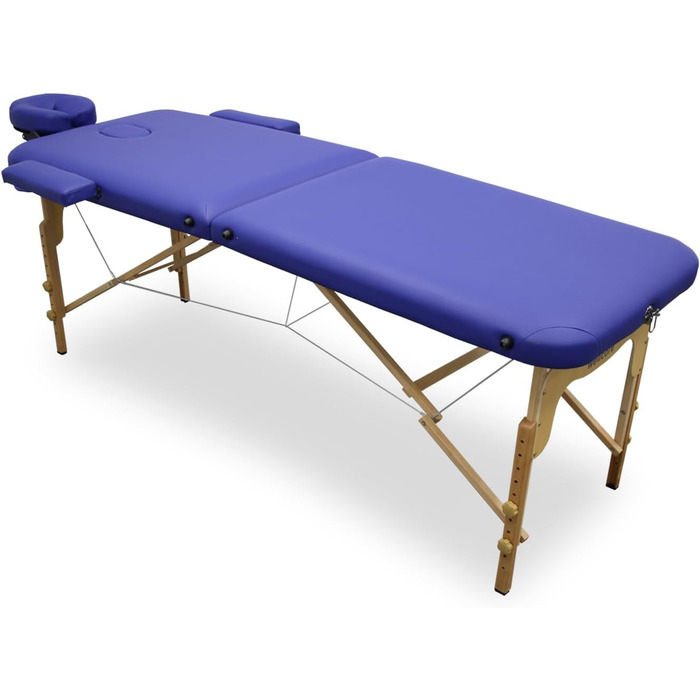 Масажний стіл WELLCORE, складаний, дерев'яний, екошкіра, 185x65 см, регульована висота, знімний підголівник, розширювачі для рук, отвір для обличчя, сріблястий, до 225 кг