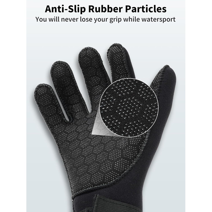 Чоловічі неопренові рукавички Sushall для плавання, серфінгу, каякінгу, дайвінгу, 3 шт., 5 мм, чорний (L)