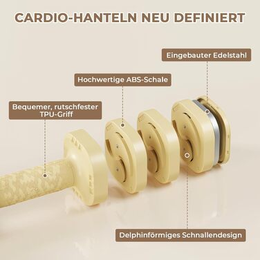 Набір розбірних гантелей Dripex (2 x 2,5 кг), регульовані ваги для фітнесу та дому, жовті