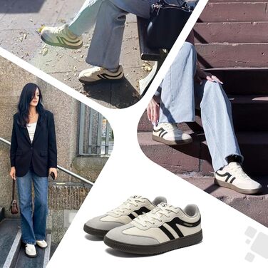 Кросівки HOBIBEAR ретро стиль унісекс бежево-чорні 39 EU. Зручне взуття для щоденного використання з анатомічною колодкою