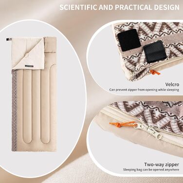 Спальний мішок Naturehike для дорослих та дітей: водонепроникний, легкий, 3-4 сезони, 190 x 75 см, кремовий