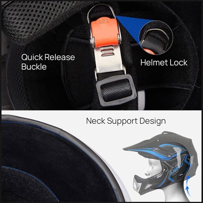 Мотошолом Racing Motocross з окулярами та рукавичками (4 шт.) - комплект для катання на мотоциклі, dirt bike, off-road, для дорослих та дітей, червоні лінії, L (56-57 см)