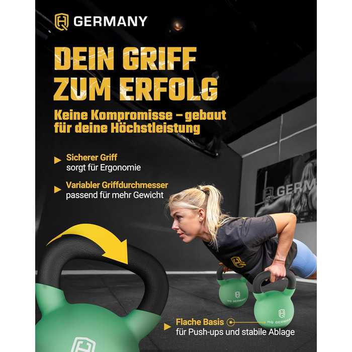Гантель з неопрену HQ Germany® | Повний чавун | 2-32 кг | Стартові набори | Допуск по вазі ±2,0% (22 кг)