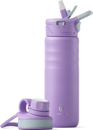 Вакуумна пляшка для води IDEUS 710 мл, нержавіюча сталь, спортивна, подвійні стінки, герметична, фіолетова