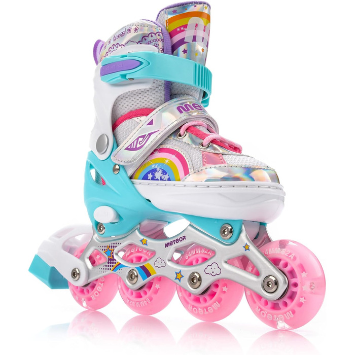 Дитячі ролики-інлайнери LED з регулюванням, кольорові, з підсвічуванням, для перших спроб катання, з батютком