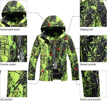WOWULOVELY Зимовий комбінезон для чоловіків, водонепроникний, вітронепроникний, комплект куртки та штанів, ізольований, для сноуборду та катання на лижах, XXL, колір зелений