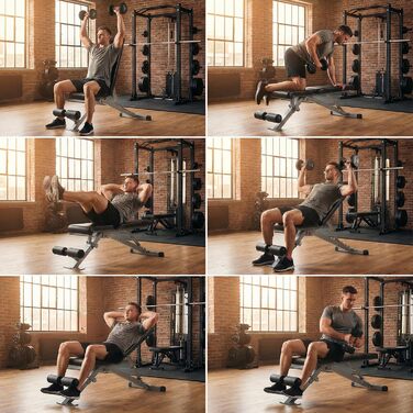 Регульована лавка для тренувань Leikefitness 5810, чорна. Складана лавка з автоматичним блокуванням нахилу для комплексних вправ