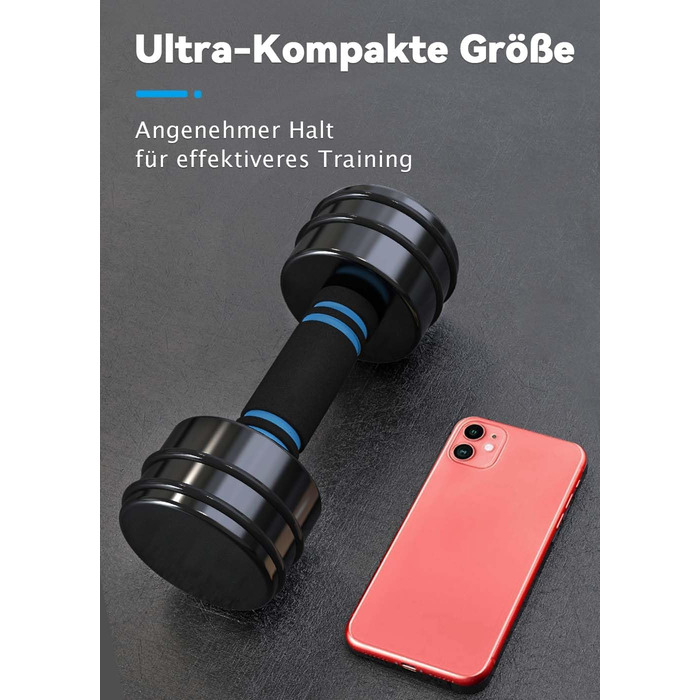 Сталеві гантелі Northdeer STAHL - компактні регульовані гантелі 2,5кг, 5кг, 7,5кг, 10кг з пінополіуретановим грифом - інноваційні чорні сталеві гантелі для дому 2шт x 2,5кг (Чорний - 2 шт.)