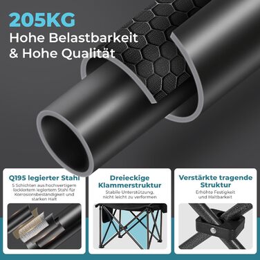 Крісло для кемпінгу Fundango XXL: чорне, розкладне, з підлокітниками, кюльтюшком та тримачем для напоїв