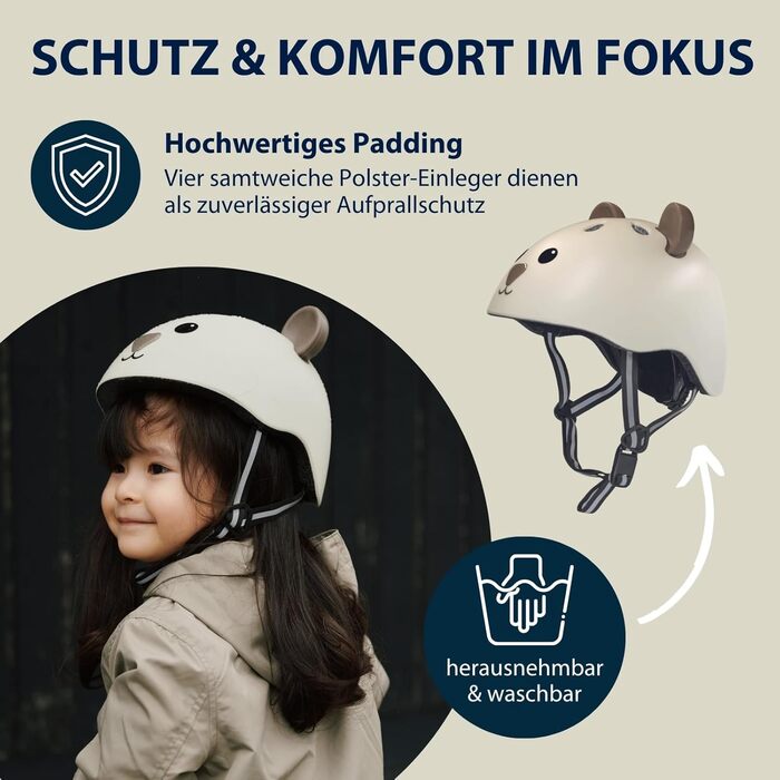 Дитячий велосипедний шолом HUDORA Beary XXS/XS з мотивом ведмедика, безпечний та зручний шолом для дівчаток і хлопчиків, ідеальний для біговела, самоката та велосипеда
