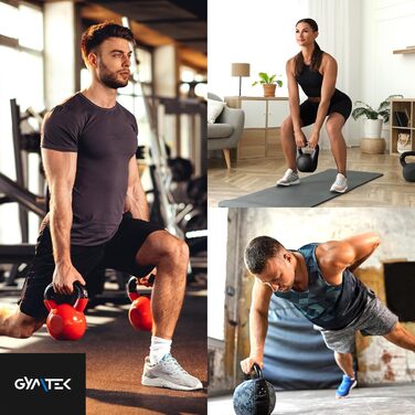 Гиря Gymtek 10 кг для силових тренувань, фітнесу та гімнастики, з ергономічною ручкою, чорна, для домашнього спортзалу