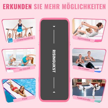 Надувна гімнастична килимок Air Matte Track для гімнастики та акробатики, 400x100x15 см, зелено-рожевий